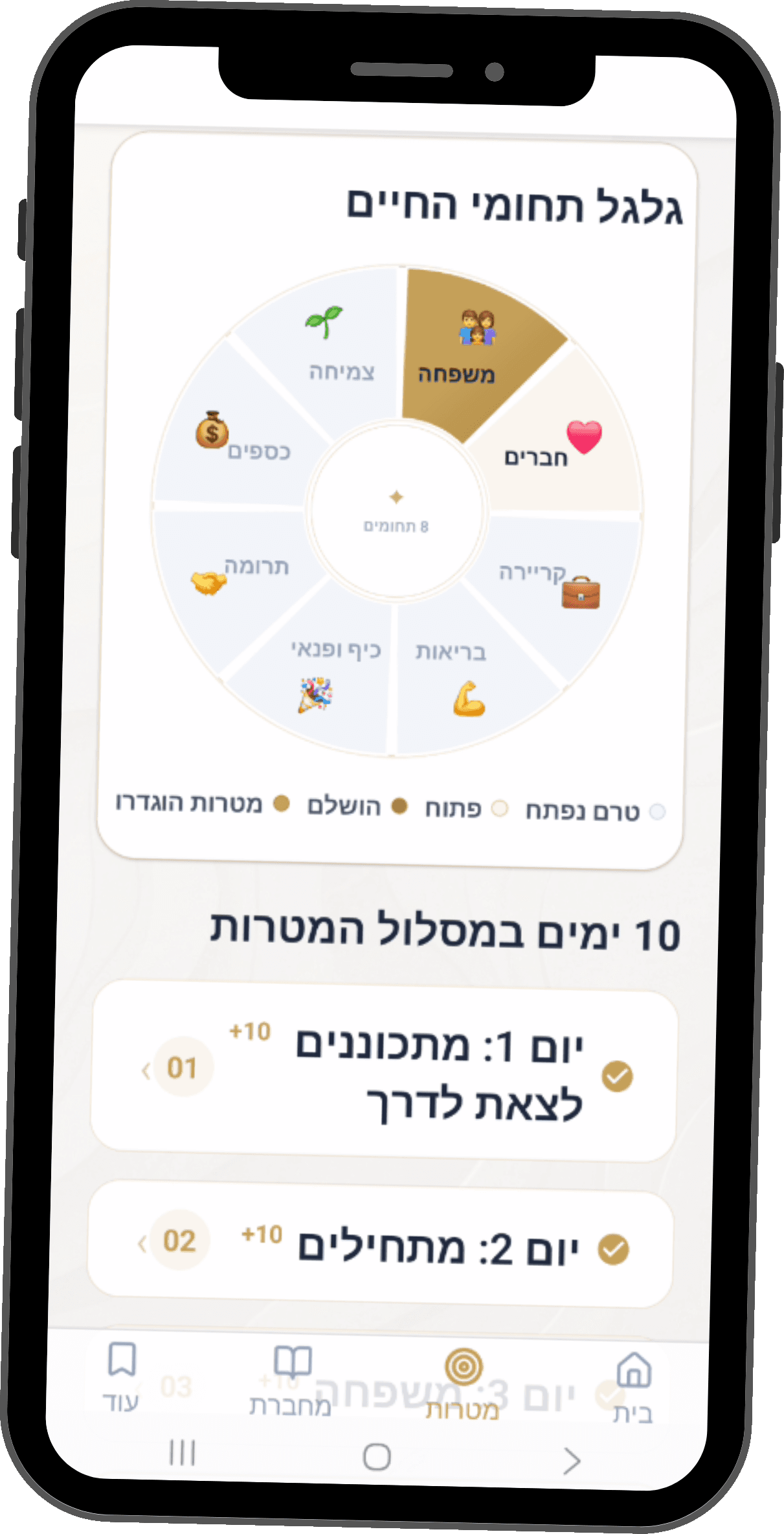מסך הבית של האפליקציה